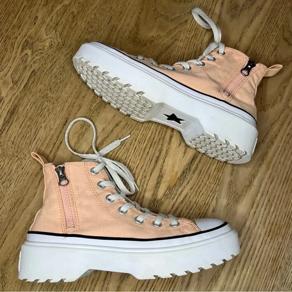 Converse Chuck Lugged Lift Hi Platform Sneaker Coral Canvas Kids 4 Women's 5.5
